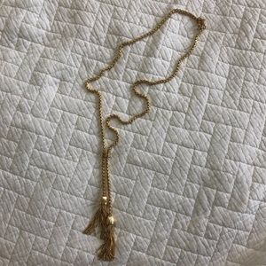 J Crew Long Gold Linked Chain Tassel Necklace